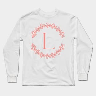 Pink Monogram- Letter L Long Sleeve T-Shirt